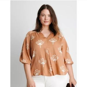 Dolan Anthropologie Alvia Peasant Top Puff Sleeves Floral Flowy Boho Size S